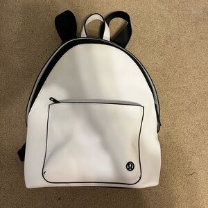 lululemon white and black backpack